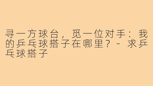 寻一方球台,觅一位对手:我的乒乓球搭子在哪里?-求乒乓球搭子
