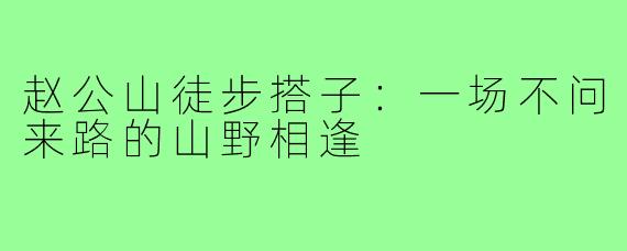 赵公山徒步搭子：一场不问来路的山野相逢