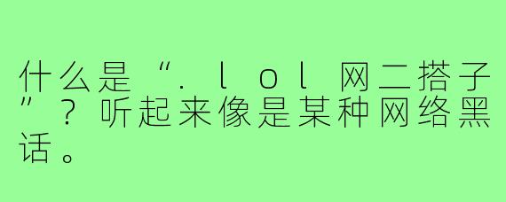 什么是“.lol网二搭子”？听起来像是某种网络黑话。