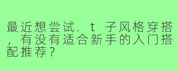 最近想尝试.t子风格穿搭,有没有适合新手的入门搭配推荐?