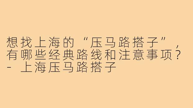 想找上海的“压马路搭子”,有哪些经典路线和注意事项?-上海压马路搭子