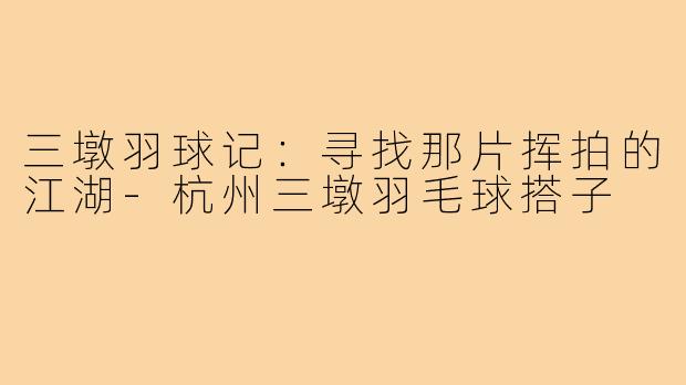 三墩羽球记:寻找那片挥拍的江湖-杭州三墩羽毛球搭子