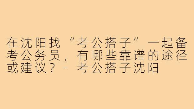在沈阳找“考公搭子”一起备考公务员,有哪些靠谱的途径或建议?-考公搭子沈阳