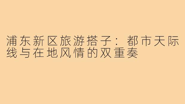 浦东新区旅游搭子：都市天际线与在地风情的双重奏