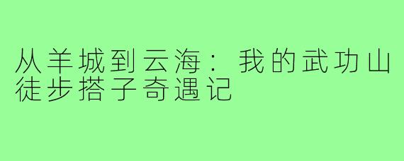 从羊城到云海：我的武功山徒步搭子奇遇记