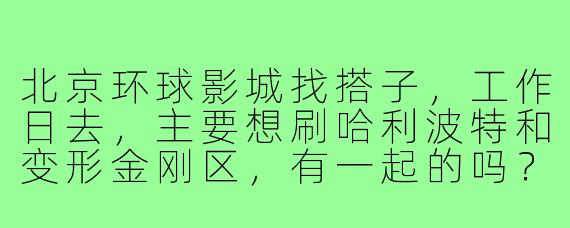 北京环球影城找搭子,工作日去,主要想刷哈利波特和变形金刚区,有一起的吗?可以互相拍照、排队聊天,门票自理,计划玩一整天,求性格随和、守时的搭子~