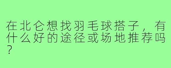 在北仑想找羽毛球搭子,有什么好的途径或场地推荐吗?