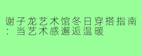 谢子龙艺术馆冬日穿搭指南:当艺术感邂逅温暖