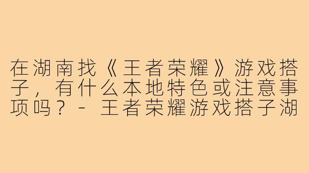在湖南找《王者荣耀》游戏搭子，有什么本地特色或注意事项吗？-王者荣耀游戏搭子湖南