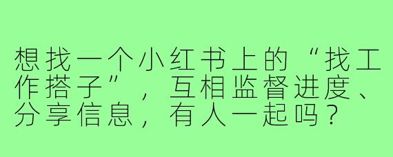想找一个小红书上的“找工作搭子”，互相监督进度、分享信息，有人一起吗？