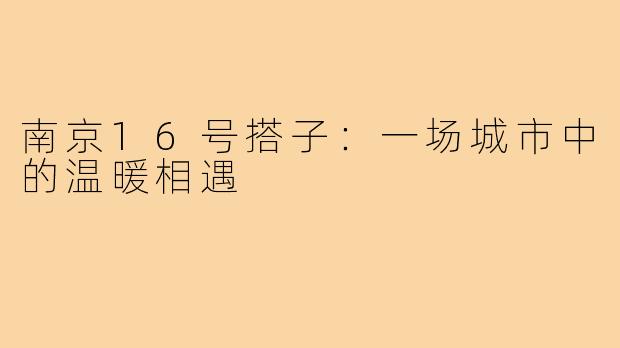 南京16号搭子:一场城市中的温暖相遇