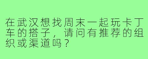 在武汉想找周末一起玩卡丁车的搭子，请问有推荐的组织或渠道吗？