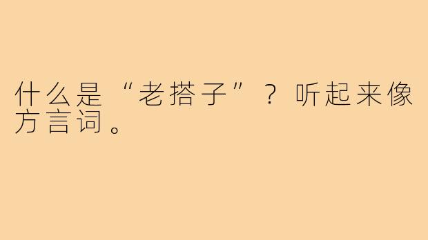什么是“老搭子”?听起来像方言词。