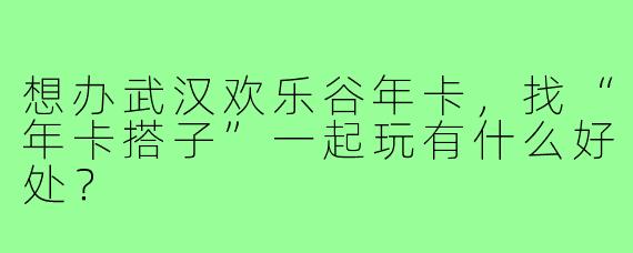 想办武汉欢乐谷年卡，找“年卡搭子”一起玩有什么好处？