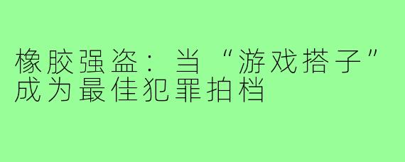 橡胶强盗：当“游戏搭子”成为最佳犯罪拍档