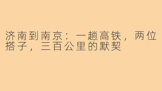 济南到南京:一趟高铁,两位搭子,三百公里的默契