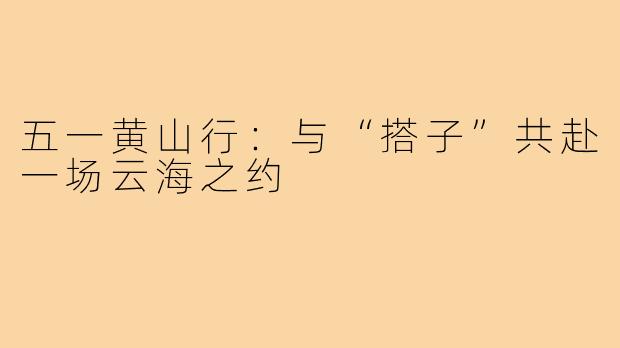 五一黄山行：与“搭子”共赴一场云海之约