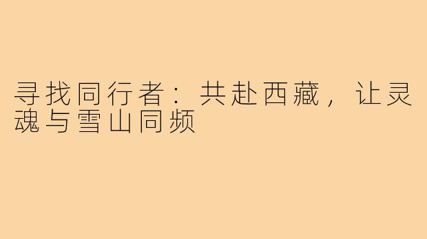 寻找同行者：共赴西藏，让灵魂与雪山同频