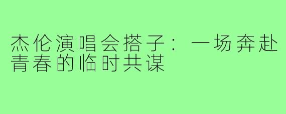 杰伦演唱会搭子:一场奔赴青春的临时共谋