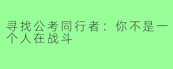 寻找公考同行者:你不是一个人在战斗