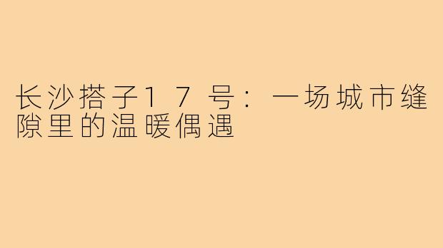 长沙搭子17号：一场城市缝隙里的温暖偶遇