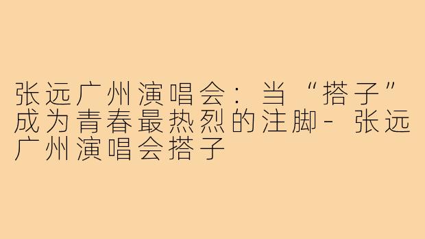 张远广州演唱会:当“搭子”成为青春最热烈的注脚-张远广州演唱会搭子