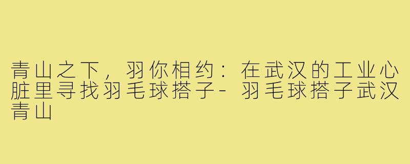 青山之下，羽你相约：在武汉的工业心脏里寻找羽毛球搭子-羽毛球搭子武汉青山