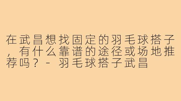 在武昌想找固定的羽毛球搭子，有什么靠谱的途径或场地推荐吗？-羽毛球搭子武昌