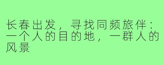 长春出发,寻找同频旅伴:一个人的目的地,一群人的风景