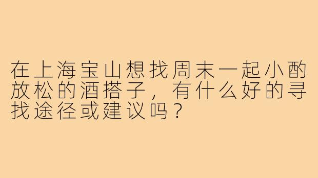 在上海宝山想找周末一起小酌放松的酒搭子，有什么好的寻找途径或建议吗？