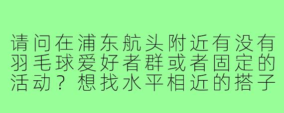请问在浦东航头附近有没有羽毛球爱好者群或者固定的活动？想找水平相近的搭子平时一起打球锻炼。