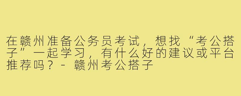 在赣州准备公务员考试，想找“考公搭子”一起学习，有什么好的建议或平台推荐吗？-赣州考公搭子