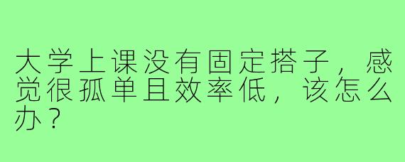 大学上课没有固定搭子，感觉很孤单且效率低，该怎么办？