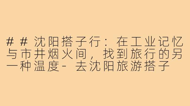 ##沈阳搭子行：在工业记忆与市井烟火间，找到旅行的另一种温度-去沈阳旅游搭子