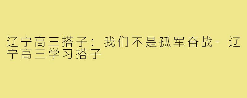 辽宁高三搭子:我们不是孤军奋战-辽宁高三学习搭子