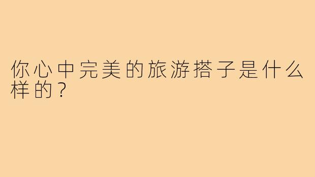 你心中完美的旅游搭子是什么样的？