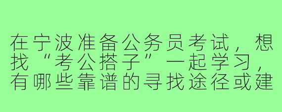 在宁波准备公务员考试，想找“考公搭子”一起学习，有哪些靠谱的寻找途径或建议？