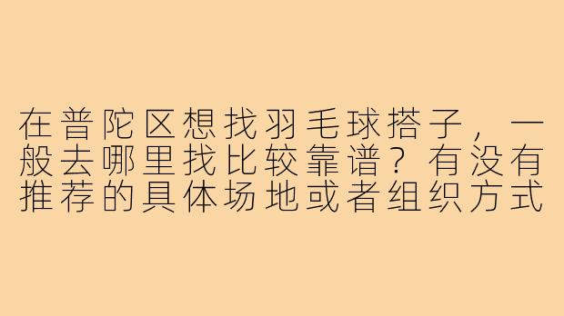 在普陀区想找羽毛球搭子,一般去哪里找比较靠谱?有没有推荐的具体场地或者组织方式?