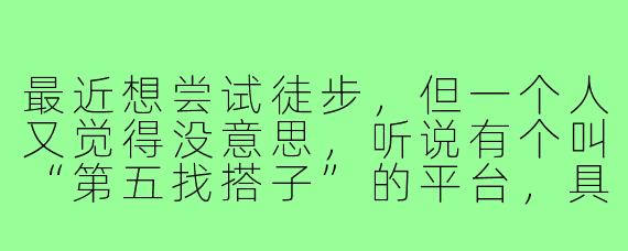 最近想尝试徒步,但一个人又觉得没意思,听说有个叫“第五找搭子”的平台,具体该怎么在上面找到合适的徒步伙伴呢?