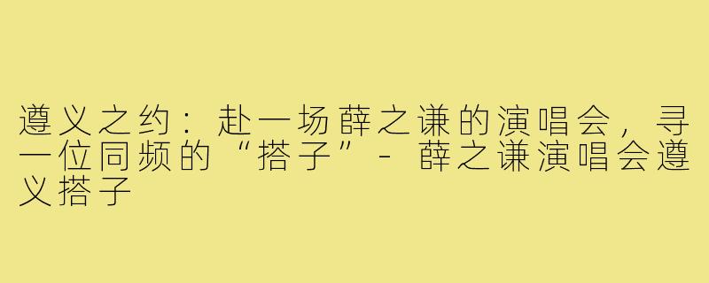 遵义之约:赴一场薛之谦的演唱会,寻一位同频的“搭子”-薛之谦演唱会遵义搭子