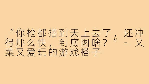 “你枪都描到天上去了，还冲得那么快，到底图啥？”-又菜又爱玩的游戏搭子