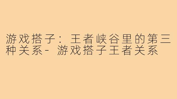 游戏搭子：王者峡谷里的第三种关系-游戏搭子王者关系