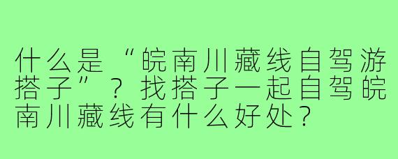 什么是“皖南川藏线自驾游搭子”？找搭子一起自驾皖南川藏线有什么好处？