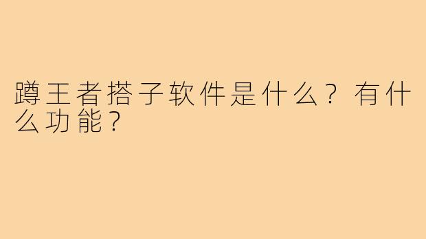蹲王者搭子软件是什么？有什么功能？