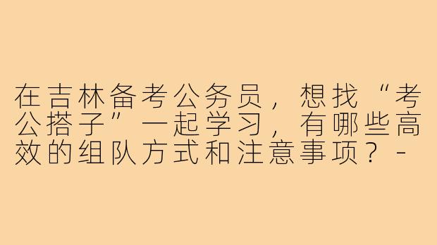 在吉林备考公务员,想找“考公搭子”一起学习,有哪些高效的组队方式和注意事项?-吉林考公搭子