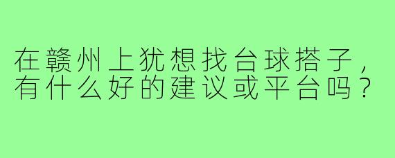 在赣州上犹想找台球搭子，有什么好的建议或平台吗？