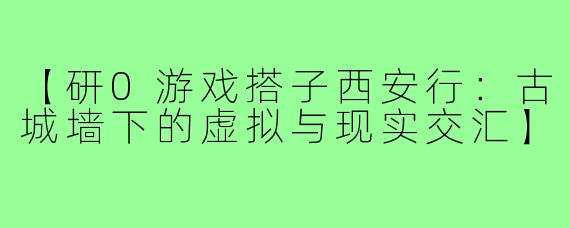 【研0游戏搭子西安行：古城墙下的虚拟与现实交汇】