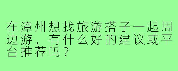 在漳州想找旅游搭子一起周边游，有什么好的建议或平台推荐吗？