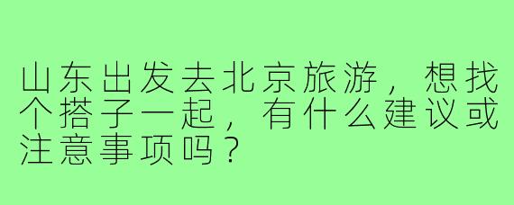山东出发去北京旅游，想找个搭子一起，有什么建议或注意事项吗？