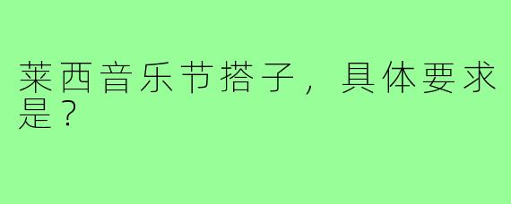 莱西音乐节搭子，具体要求是？